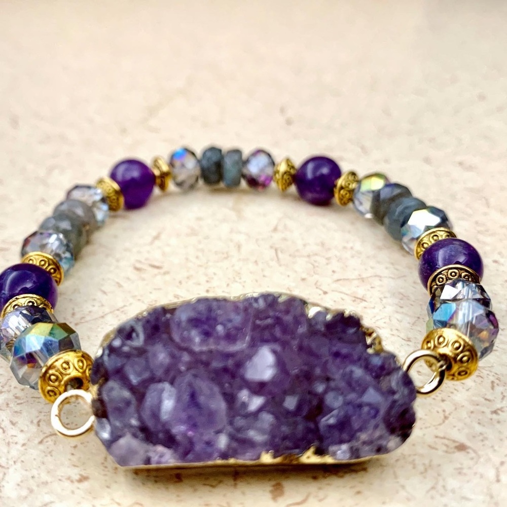Handcrafted Amethyst Druzy, Labradorite, Crystals